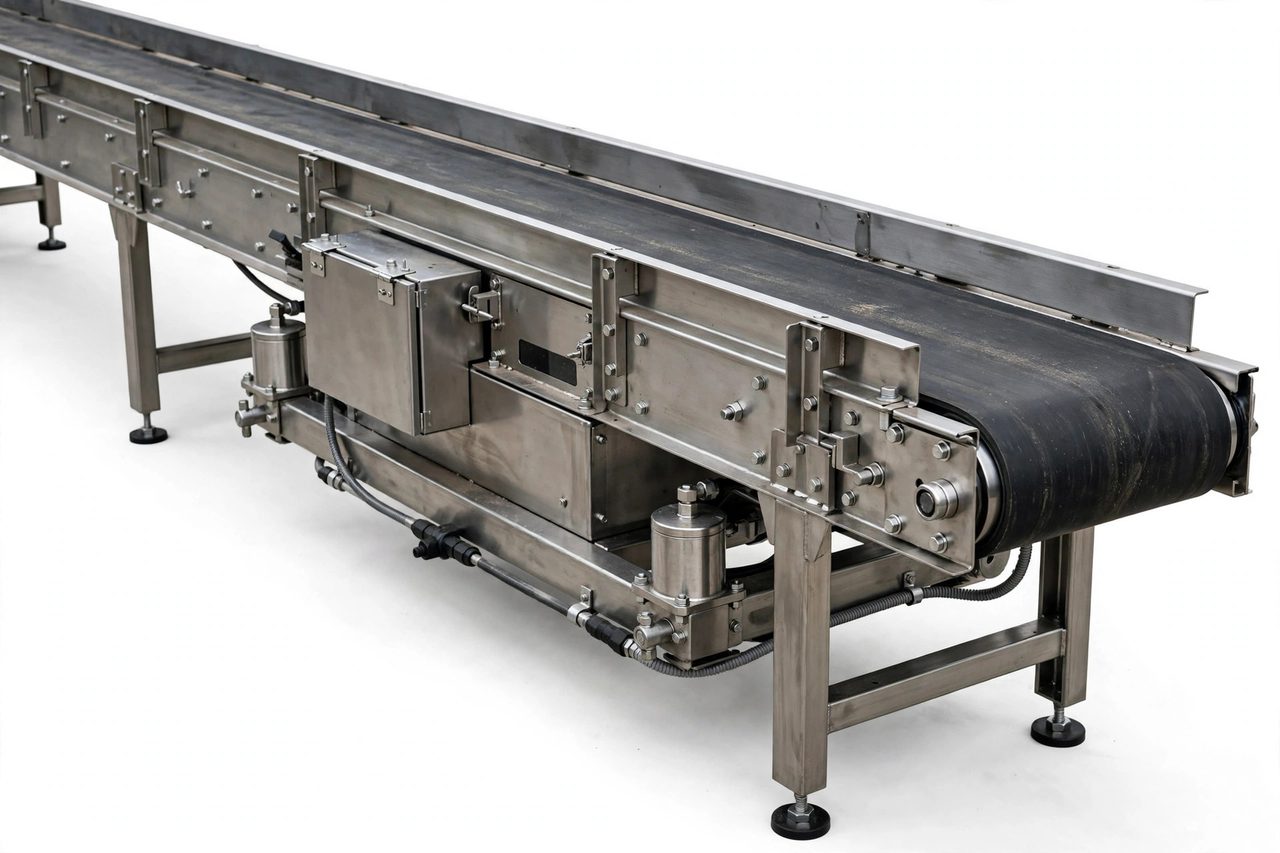 Cân băng tải Merrick Model 450 vận hành trong nhà máy xi măng